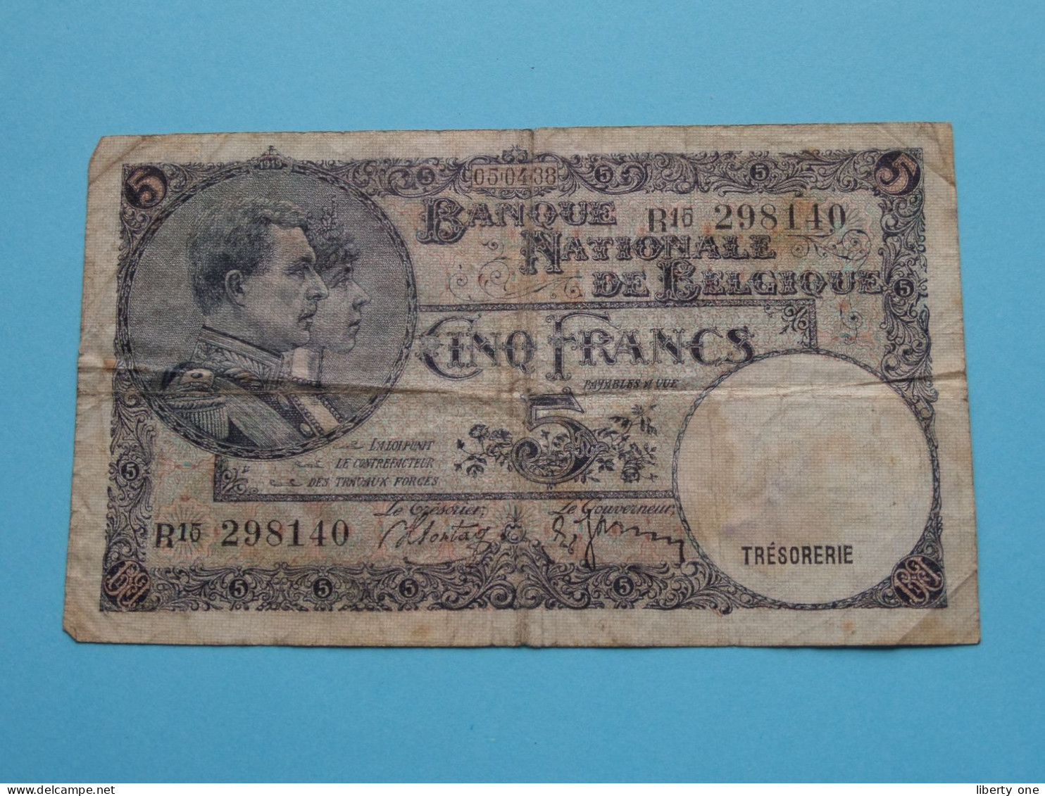 5 Cinq/Vijf Franc ( 05-04-38 ) R15 298140 ( For Grade, Zie/Voir SCANS ) Circulated G ! - 5 Francos