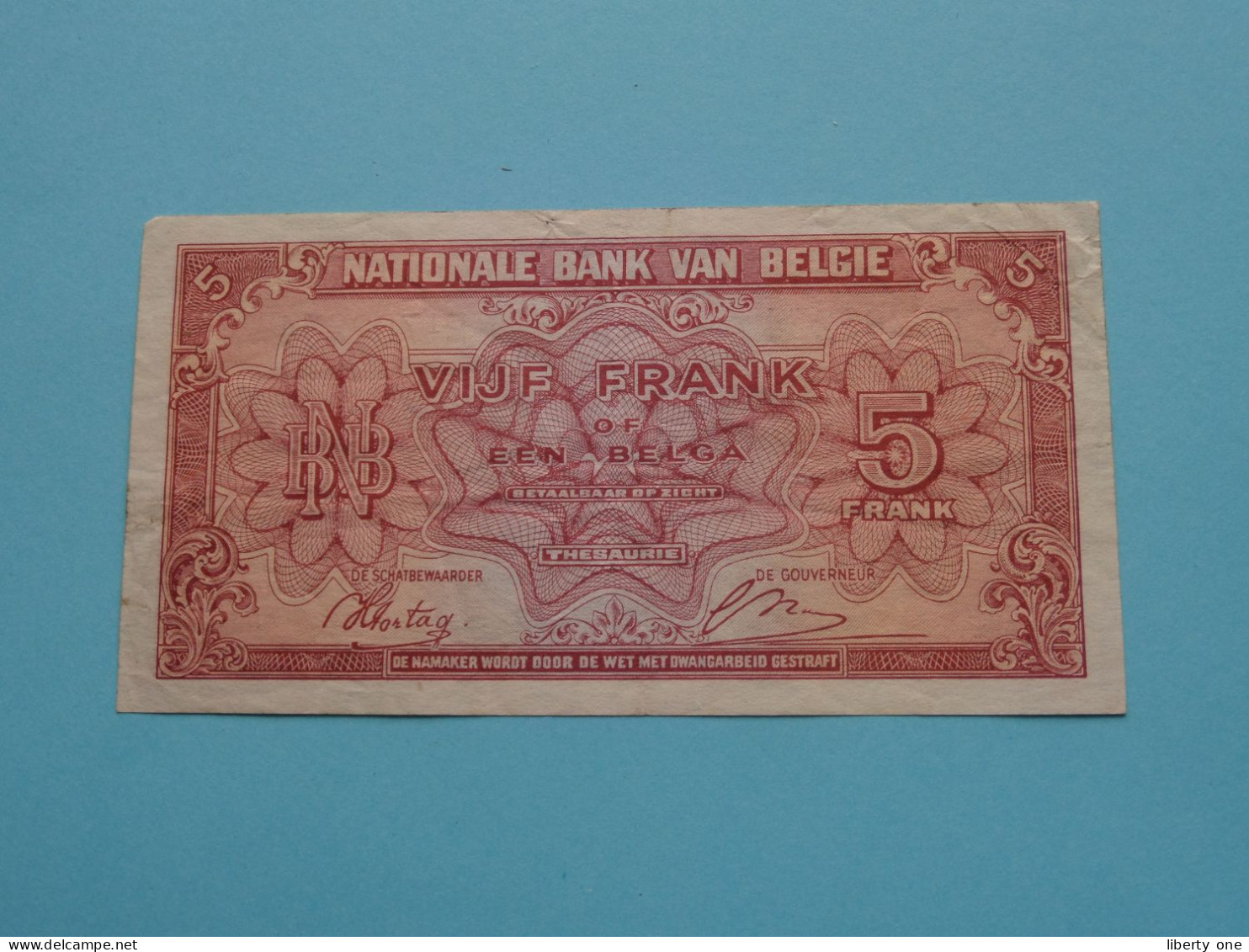 5 Cinq/Vijf Frank / Un BELGA ( 01-02-43 ) P1 762234 ( For Grade, Zie/Voir SCANS ) Circulated VF ! - 5 Francs-1 Belga