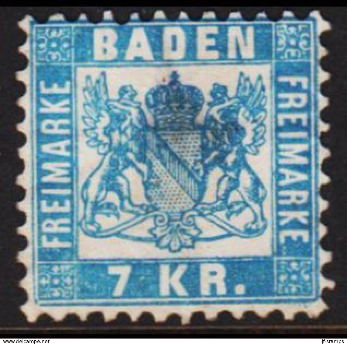 1868. BADEN. Wappen (Hintergrund Weiss.) 7 KR 10x10 No Gum. Thin. - JF534018 - Neufs