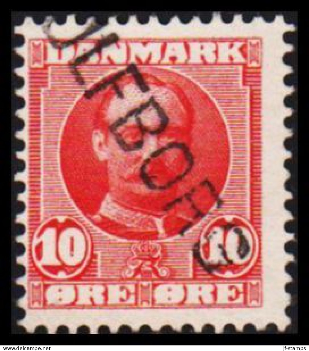 1907. DANMARK. Fr. VIII. 10 Øre Rød Cancelled ULFBORG. Very Unusual Cancel On This Issue.  (Michel 54) - JF534047 - Used Stamps