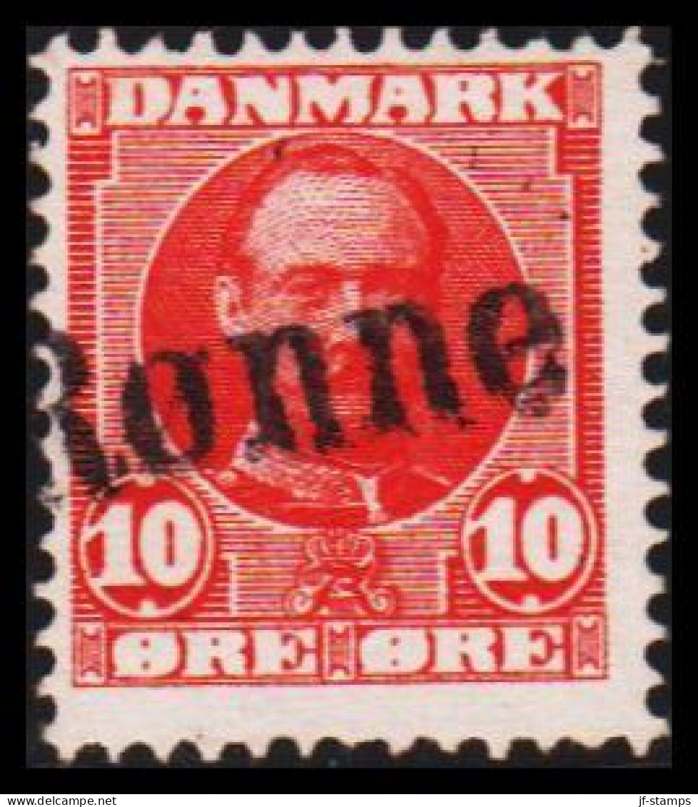 1907. DANMARK. Fr. VIII. 10 Øre Rød Cancelled Rønne. Bornholm. Fine Ship-cancel.  (Michel 54) - JF534048 - Used Stamps