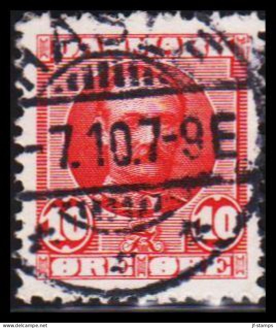 1907. DANMARK. Fr. VIII. 10 Øre Rød Cancelled HASLE 7.10.7. Bornholm.  (Michel 54) - JF534053 - Used Stamps