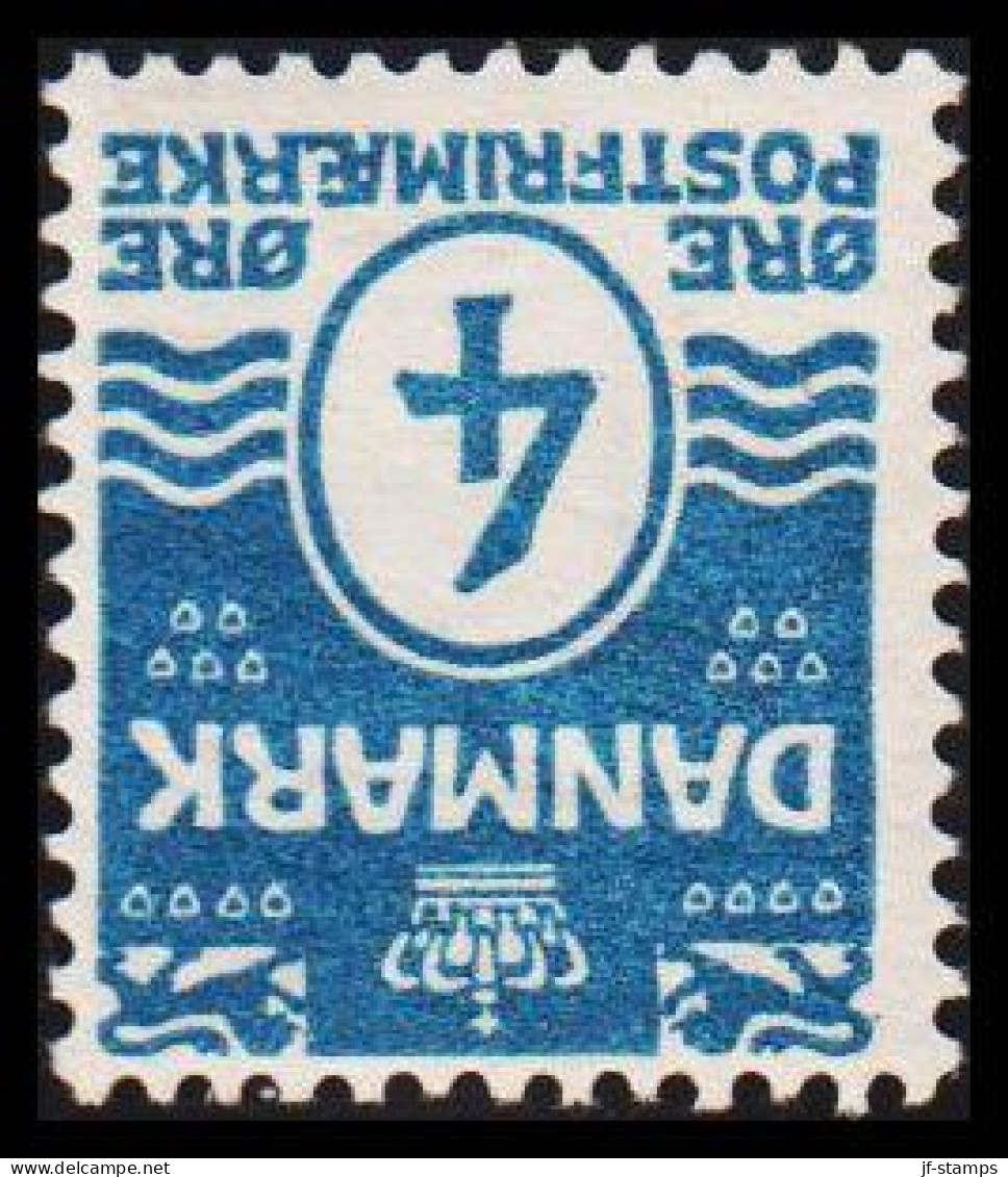 1905. DANMARK. Numeral. 4 Øre Blue. Perf. 12 3/4. INVERTED WATERMARK. Never Hinged.  (Michel 45A Abart) - JF534060 - Neufs