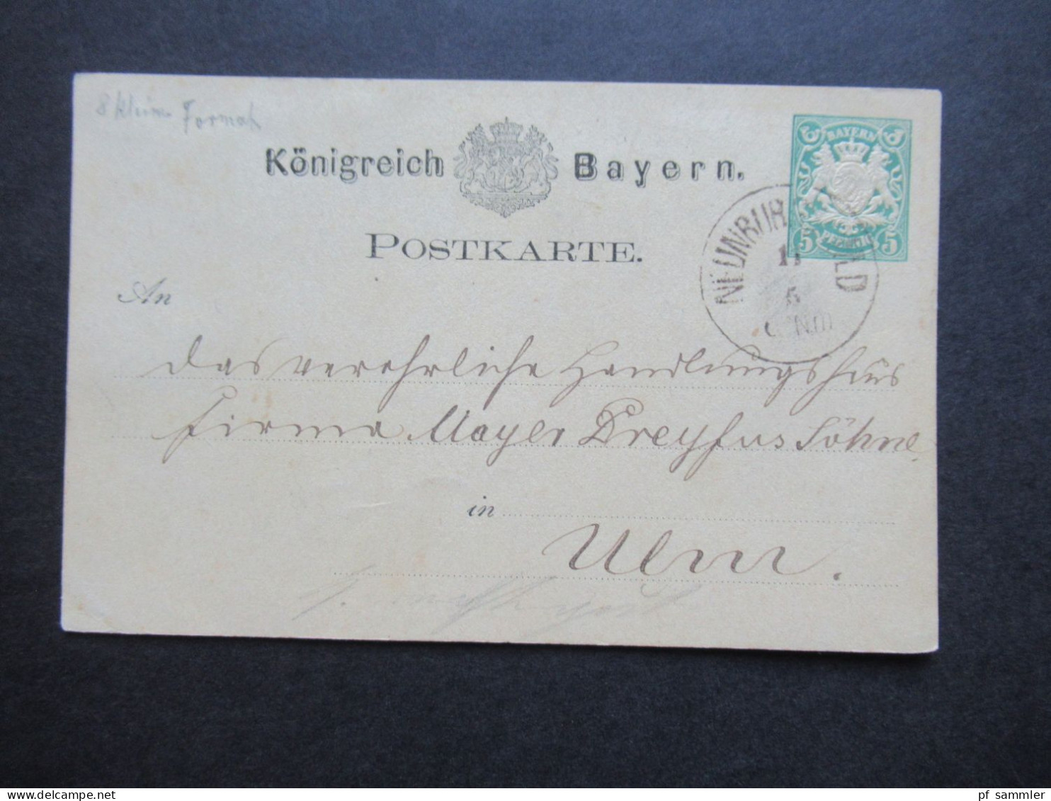 Altdeutschland Bayern um 1878 2x Ganzsache 5 Pfennig Stempel Nürnberg und München 1x nach Ottensen bei Hamburg