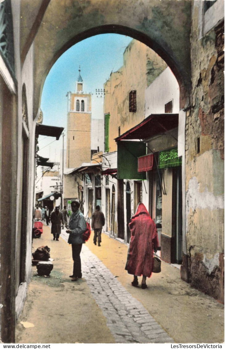 TUNISIE - Tunis - Souk El Blat - Rue étroite - Médina - Marché - Animé - Colorisé - Carte Postale Ancienne - Tunisia