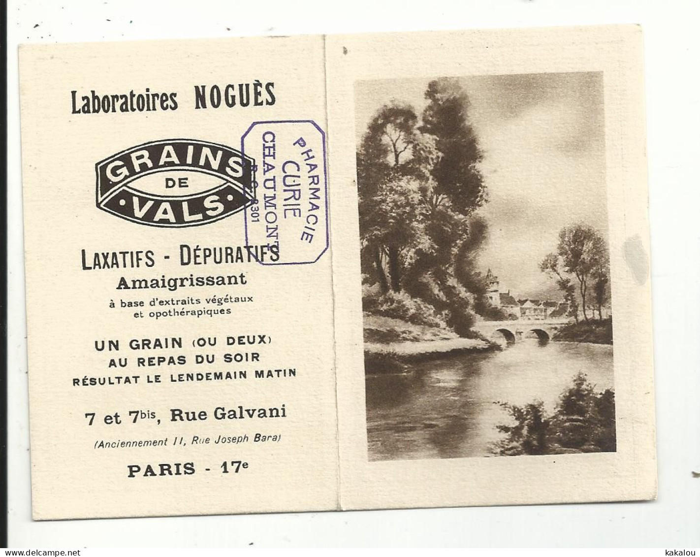 Calendrier Publicitaire Laboratoires Nogues 1935 (pharmacie Curie Chaumont Haute Marne ) - Petit Format : 1921-40