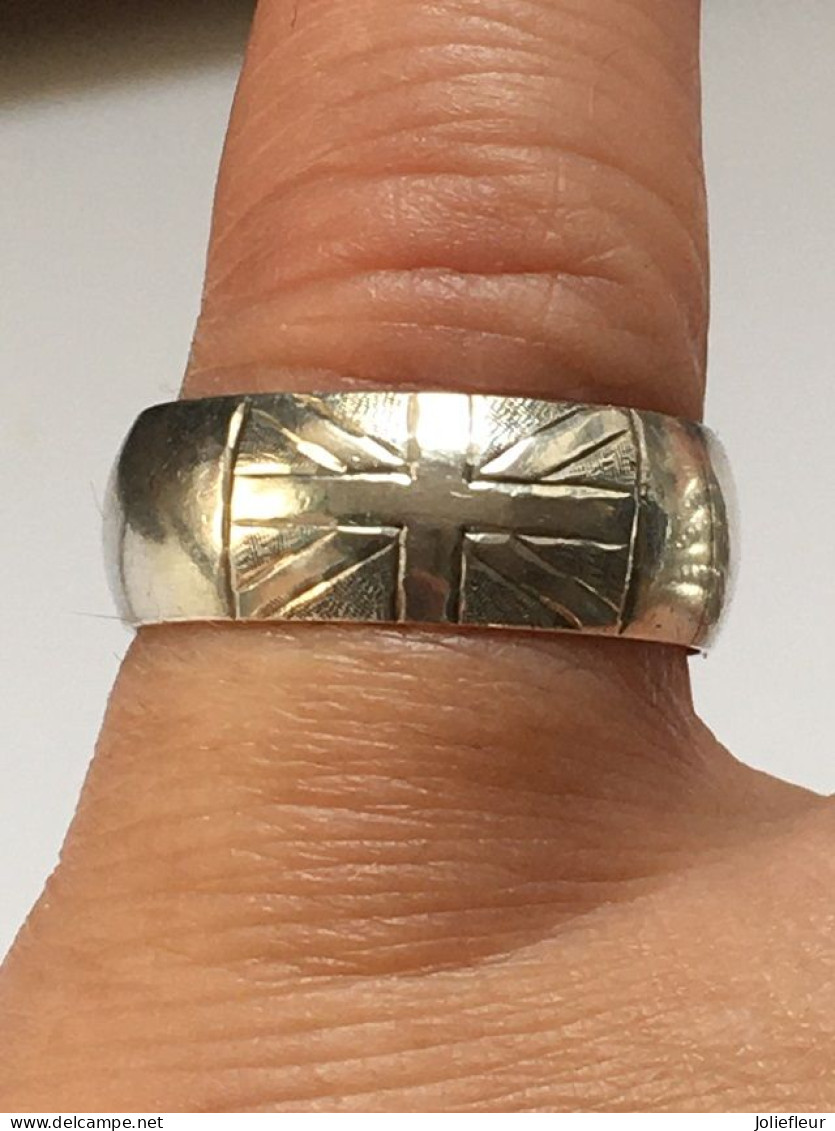 Anneau Ou Bague En Argent 925 Taille 55/56 "" Union Jack"" ROYAUME UNI - Ring