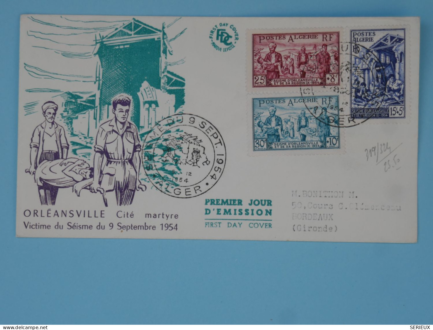 BU18  ALGERIE   BELLE  LETTRE FDC 1954 ALGER A BORDEAUX FRANCE   + AFF .INTERESSANT+ - FDC