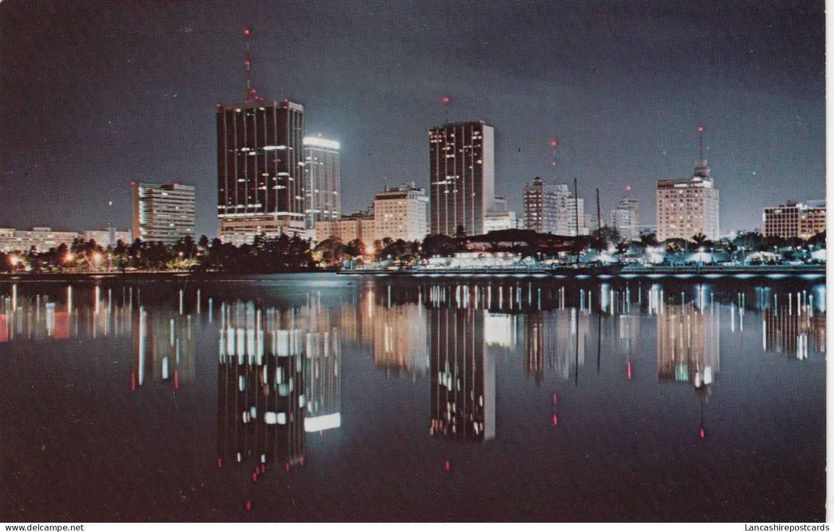 Postcard Miami Florida Night Time Waterfront My Ref B14779 - Miami