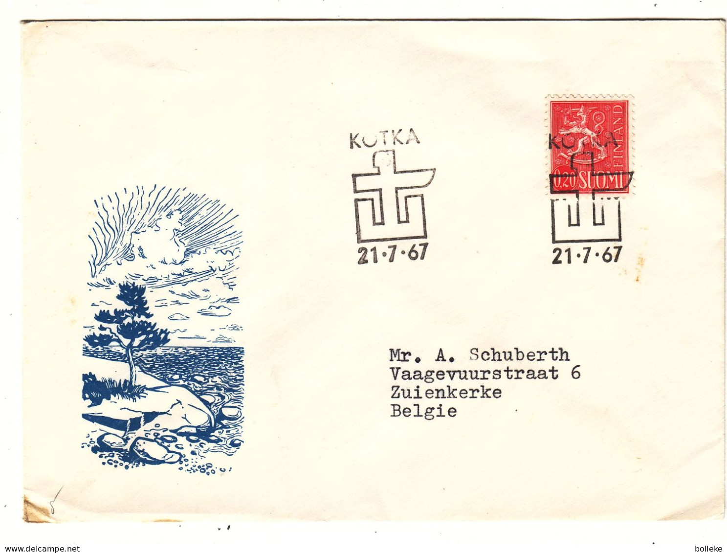 Finlande - Lettre De 1967 - Oblit Kotka - - Briefe U. Dokumente