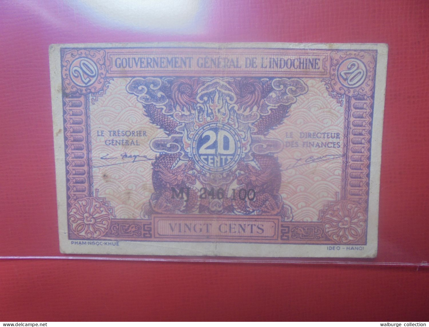 INDOCHINE 20 Cents 1942 Circuler (B.29) - Indocina