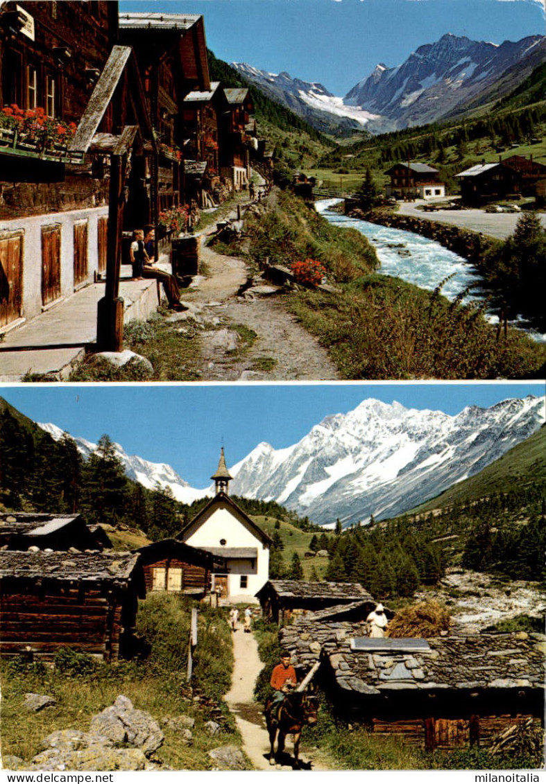 Lötschental, Wallis - Blatten Und Kühmad, Lötschenlücke - 2 Bilder (45854) * 30. 5. 1990 - Blatten