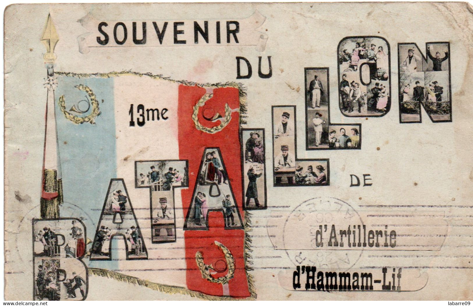 DRAPEAUX: SOUVENIR DU 13° BATAILLON D ARTILLERIE D'HAMMAM-LIF.. - Banderas