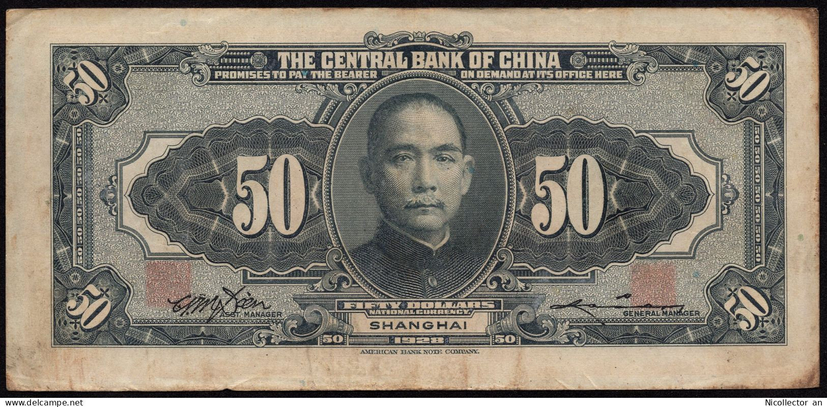 China, Shanghai 50 Yuan 1928 VF Banknote - Chine