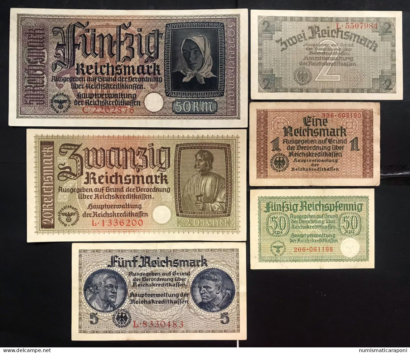 GERMANIA ALEMANIA GERMANY Set 6 Nots 50 Reichspfennig To 50 Reichsmark Bb/spl LOTTO 4625 - 50 Reichsmark