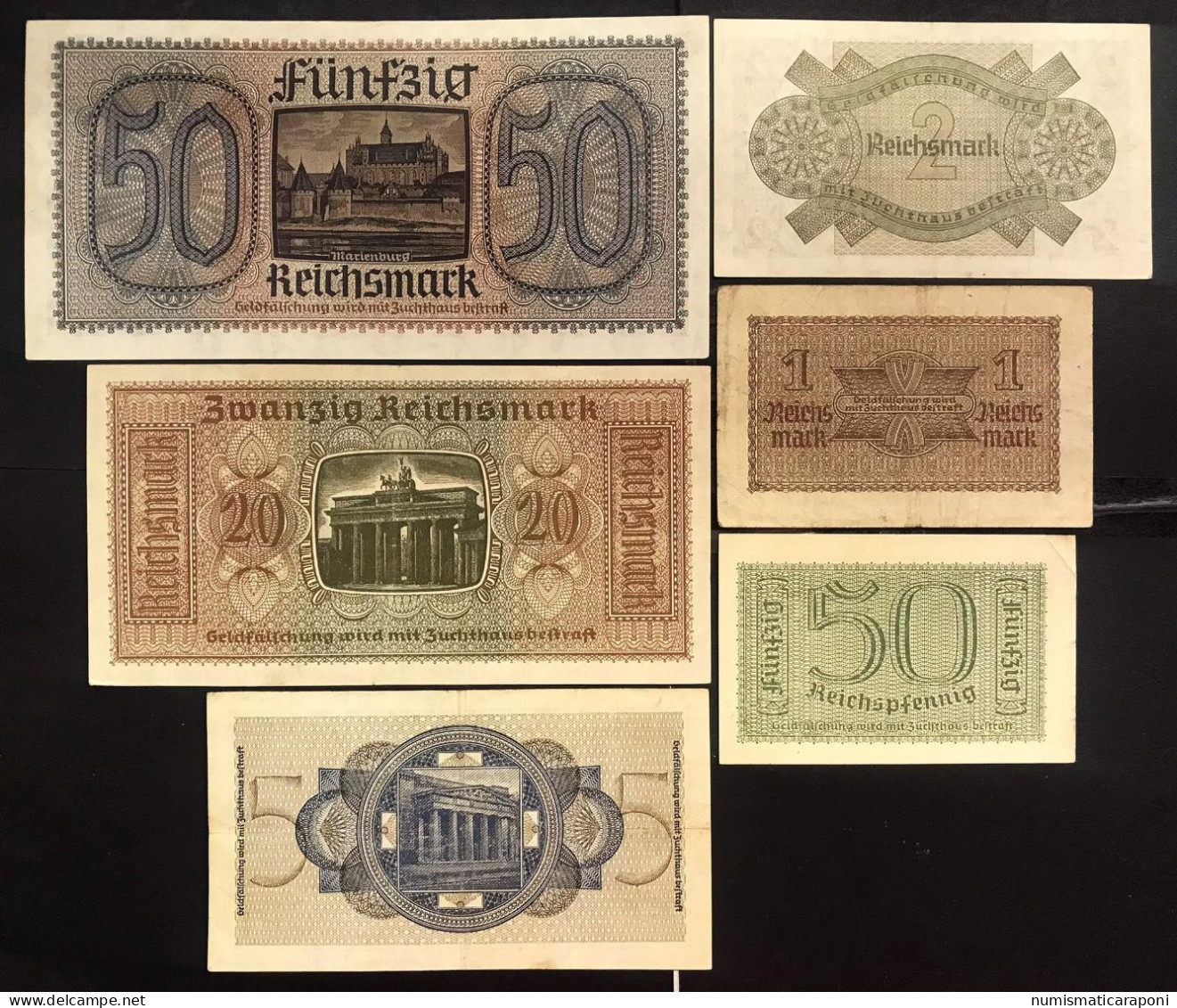 GERMANIA ALEMANIA GERMANY Set 6 Nots 50 Reichspfennig To 50 Reichsmark Bb/spl LOTTO 4625 - 50 Reichsmark