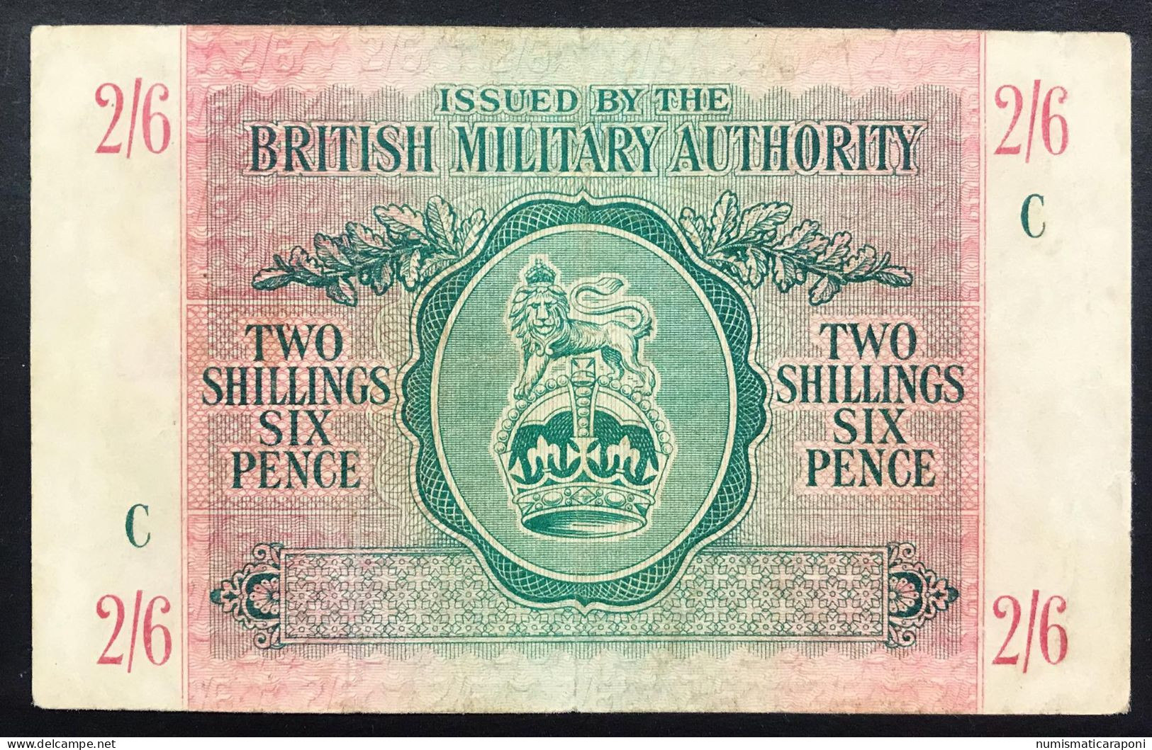 BMA 2/6 Shillings. BRITISH MILITARY AUTHORITY 1943 Bb+ Pressato LOTTO 4626 - Occupazione Alleata Seconda Guerra Mondiale