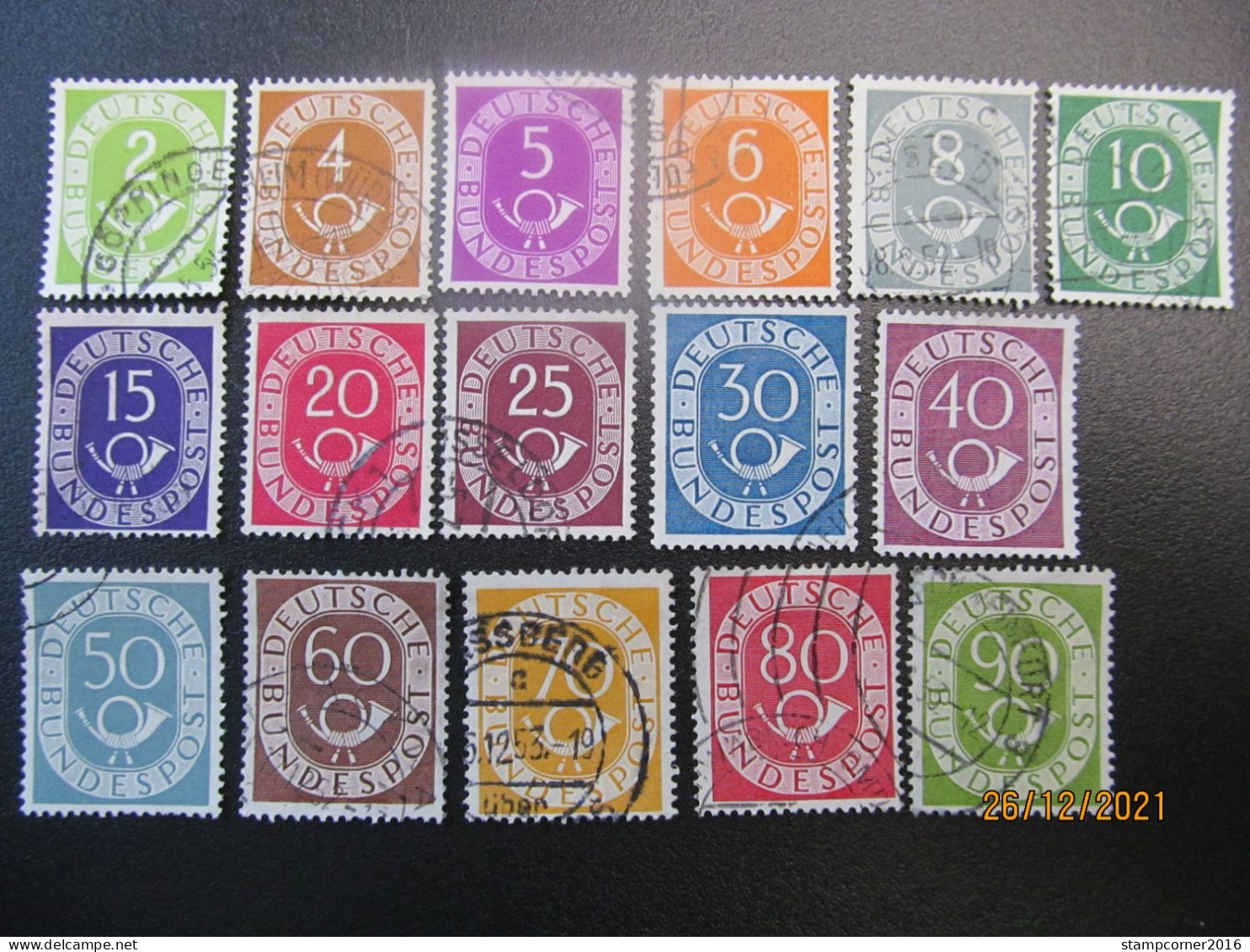 BRD Nr. 123-138, 1951, Posthorn, Gestempelt - Gebraucht