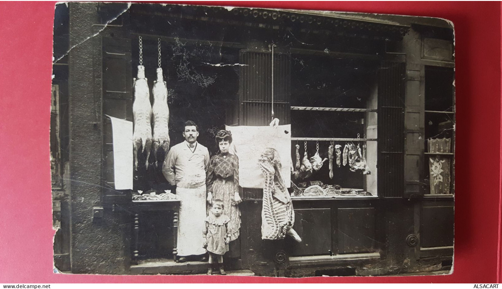 Carte Photo  D'une Boucherie , Départ St étienne , Mr Et Mme Balthazard Boucher? - Winkels