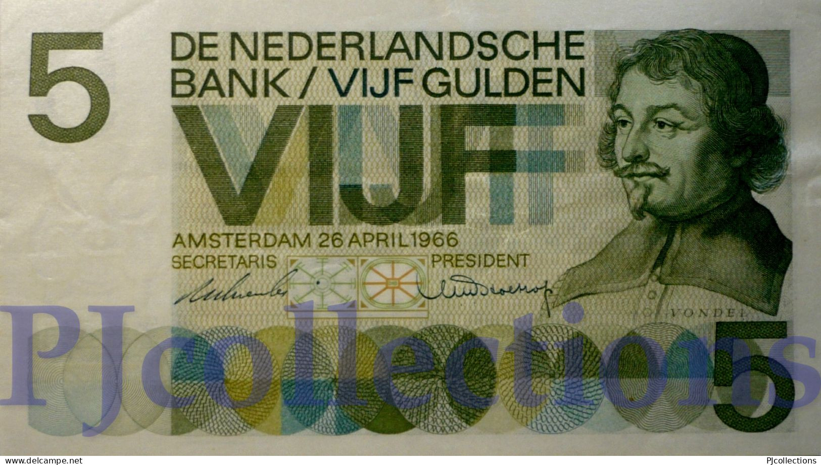 NETHERLANDS 5 GULDEN 1966 PICK 90a XF+ - 5 Gulden