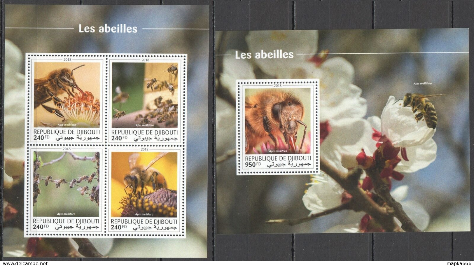 HM0383 2018 DJIBOUTI BEES FLOWERS FLORA & FAUNA INSECTS #2517-0+BL1218 MNH - Abeilles