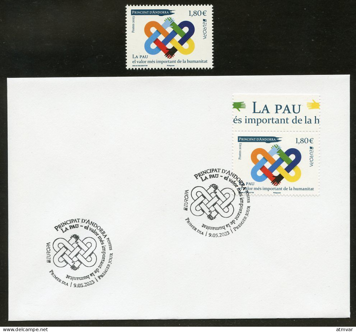 ANDORRA Postes (2023) EUROPA La Pau, El Valor Més Important, Peace The Highest Value Humanity - First Day Cover + Stamp - Verzamelingen