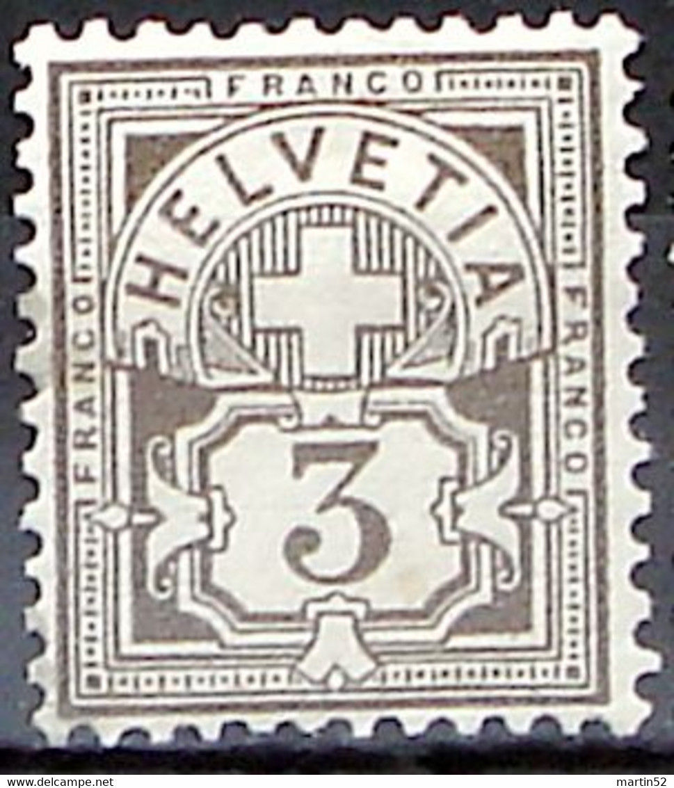 Schweiz Suisse HELVETIA 1906: Ziffer (3 C) Mit WZ I Zu 81 Mi 83 Yv 101 * Falzspur Trace De Charnière MLH (Zu CHF 7.00) - Ungebraucht