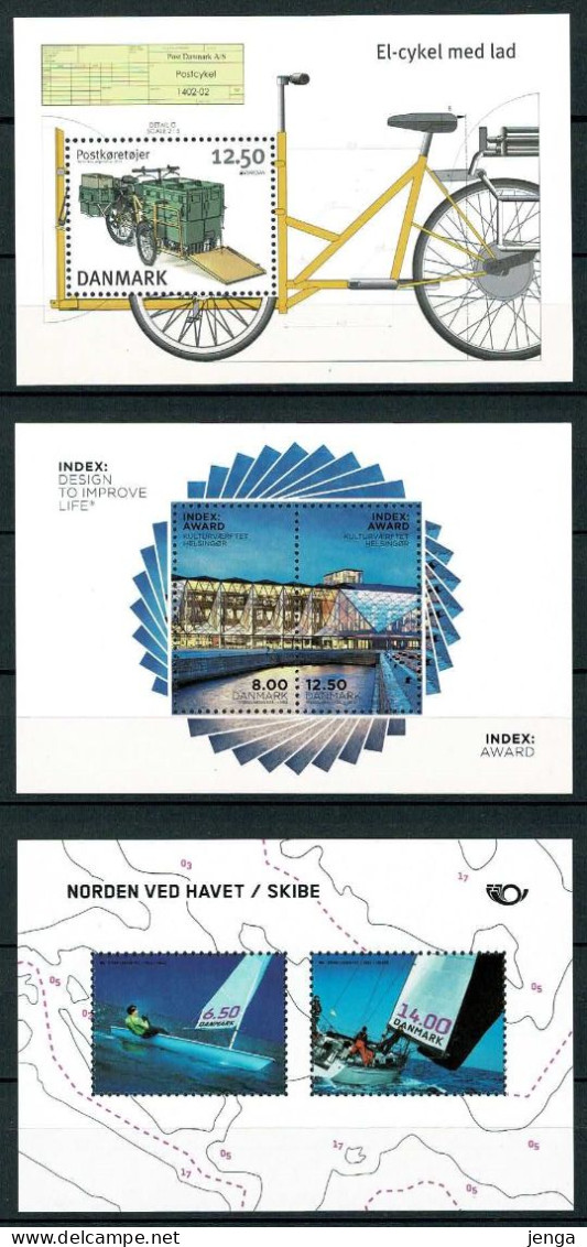 Denmark; 3 Souvenir Sheets; MNH(**);  MiNo Block 50, 52 And 55. - Blocchi & Foglietti