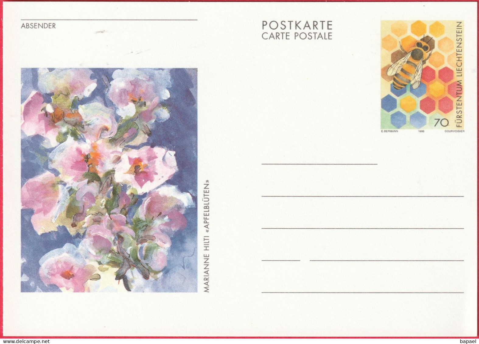 Entier Postal (CP) Du Liechtenstein (1996) - Apfelblüten (Fleurs De Pommier) De Marianne Hilti - Stamped Stationery