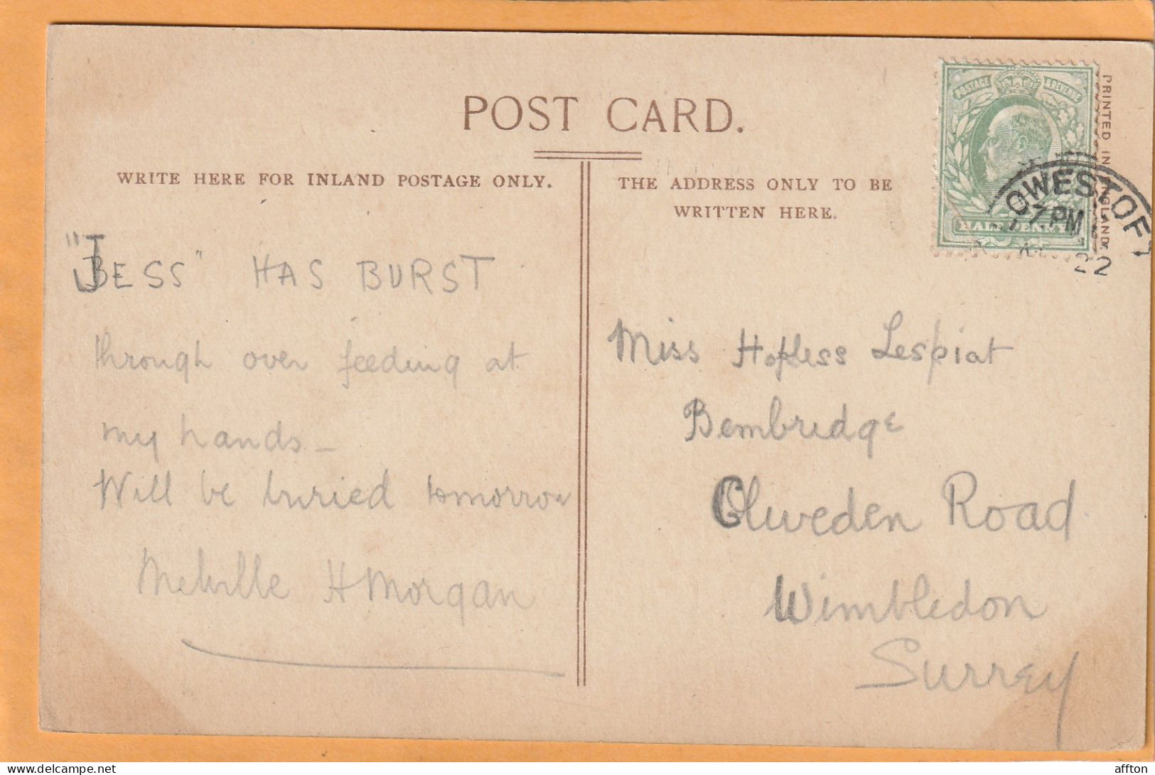 Lowestoft UK 1906 Postcard - Lowestoft