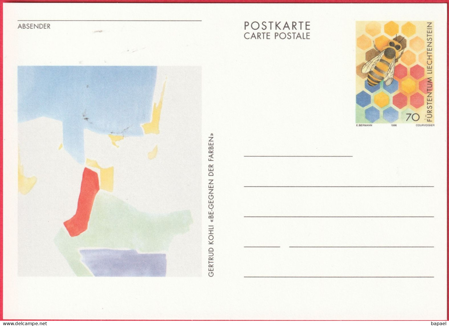 Entier Postal (CP) Du Liechtenstein (1996) - Be-Gegnen Der Farben (Opposition De Couleurs) De Gertrud Kohli - Postwaardestukken