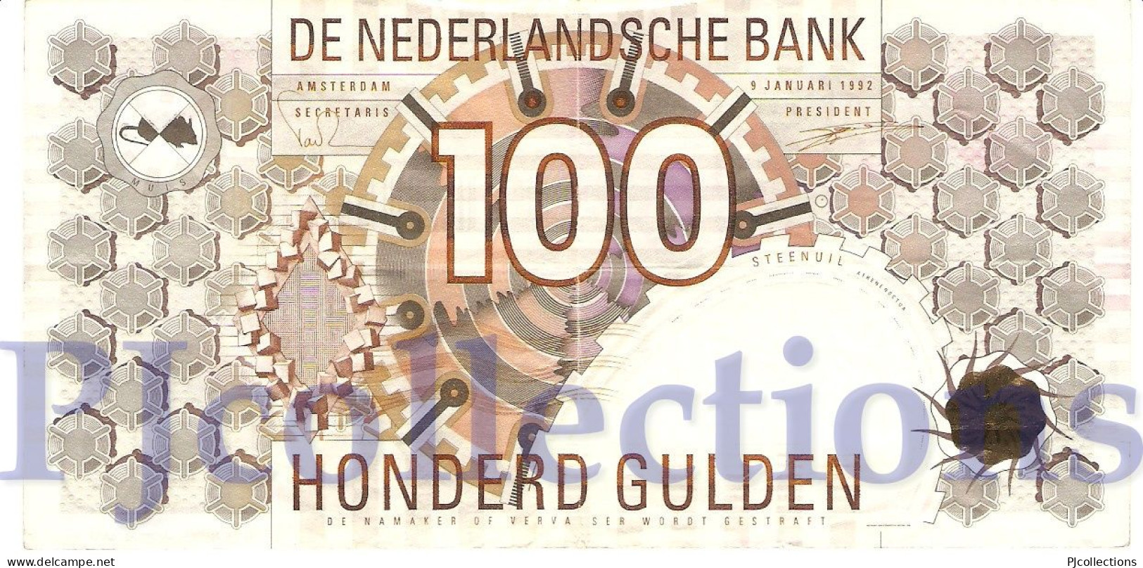 NETHERLAND 100 GULDEN 1992 PICK 101 XF - 5 Florín Holandés (gulden)