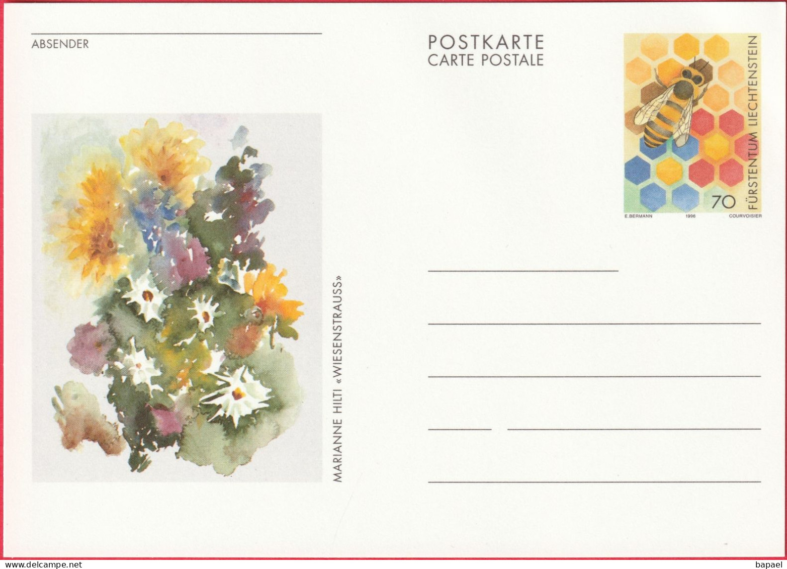 Entier Postal (CP) Du Liechtenstein (1996) - Wiesenstrauß (Bouquet De Prairie) De Marianne Hilti - Ganzsachen