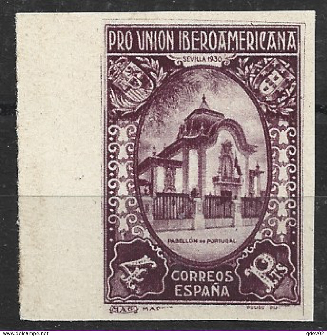 ES579CFSDBH-L4448-TVARCUR.Spain.Espagne.PABELLON  DE PORTUGAL. UNION IBEROAMERICANA.1930 (Ed 579s*) Nuevo,con Charnela - Sonstige & Ohne Zuordnung
