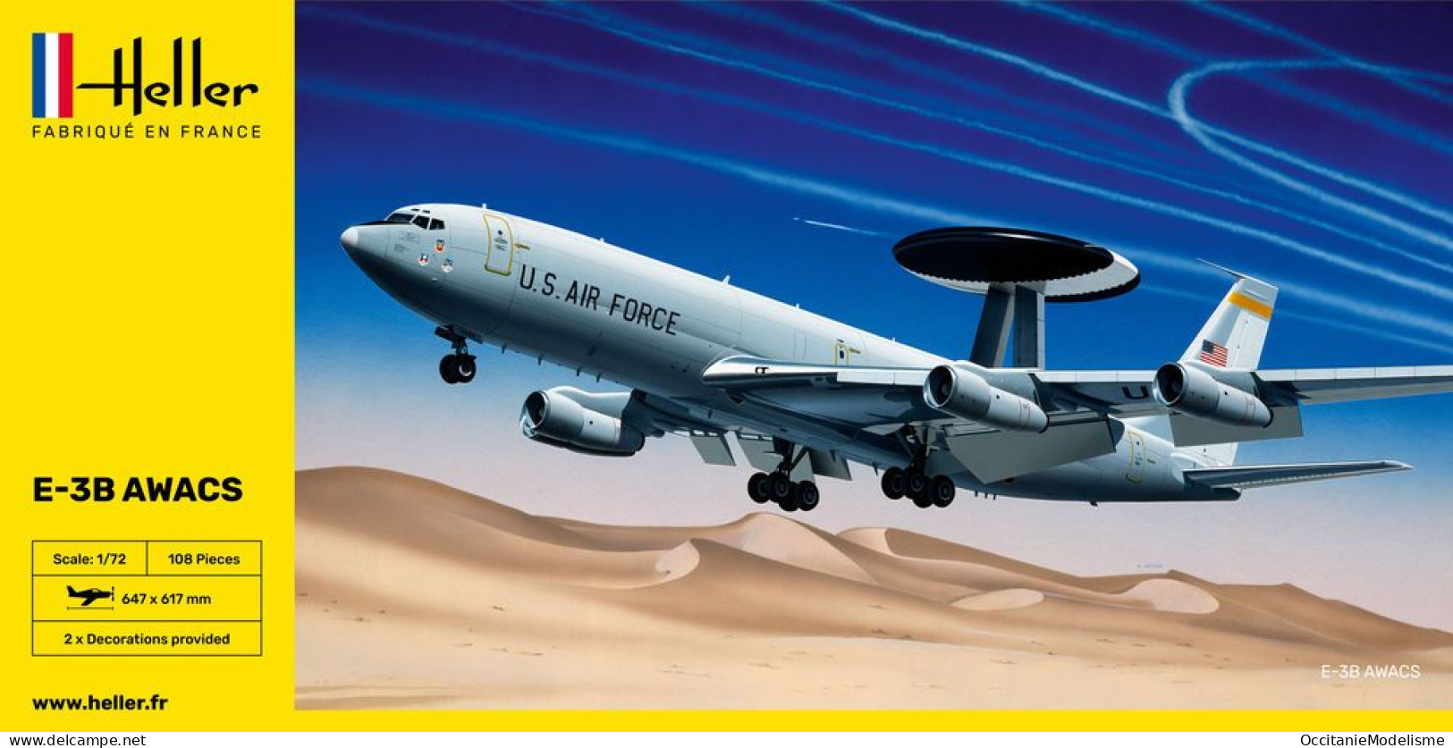 Heller - E-3B AWACS US Air Force Maquette Kit Plastique Réf. 80308 NBO Neuf 1/72 - Vliegtuigen