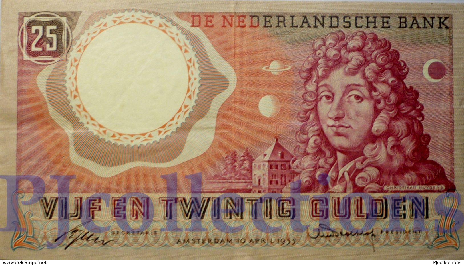 NETHERLAND 25 GULDEN 1955 PICK 87 XF W/PIN HOLES - 25 Florín Holandés (gulden)