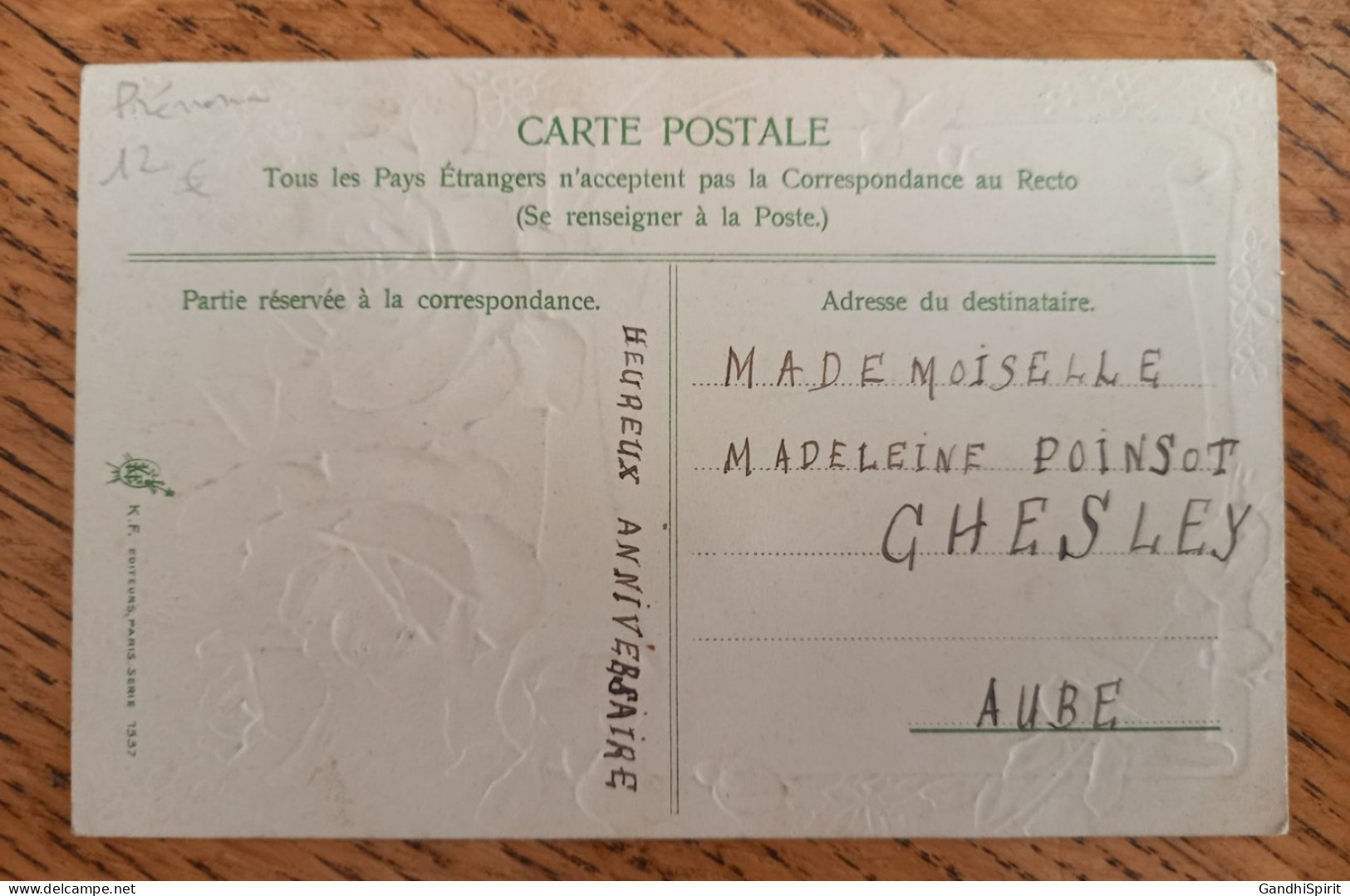 Madeleine - Poème Avec Les Lettres Inversées Du Prénom - Splendide Carte Gaufrée - Fleurs, Roses - Prénoms