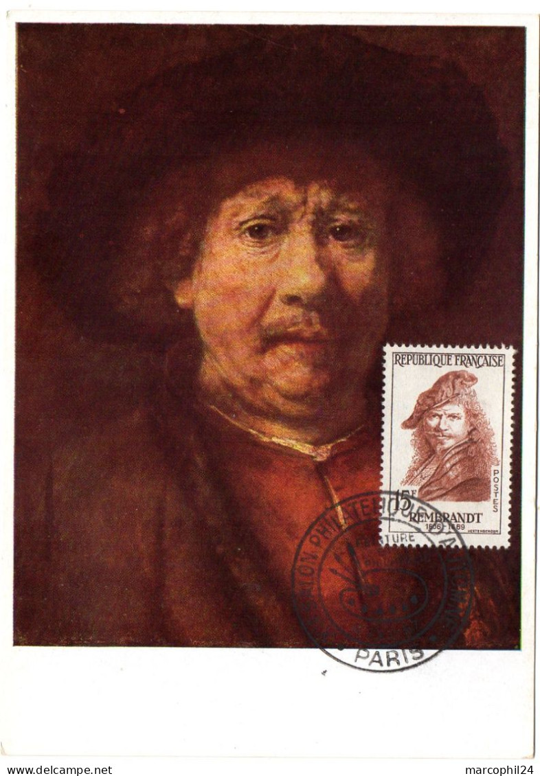 ART + PEINTURE = PARIS 1957 = CARTE MAXIMUM FDC + CACHET PREMIER JOUR Illustré 'SALON AUTOMNE 'sur N° Yvt 1135 - Rembrandt