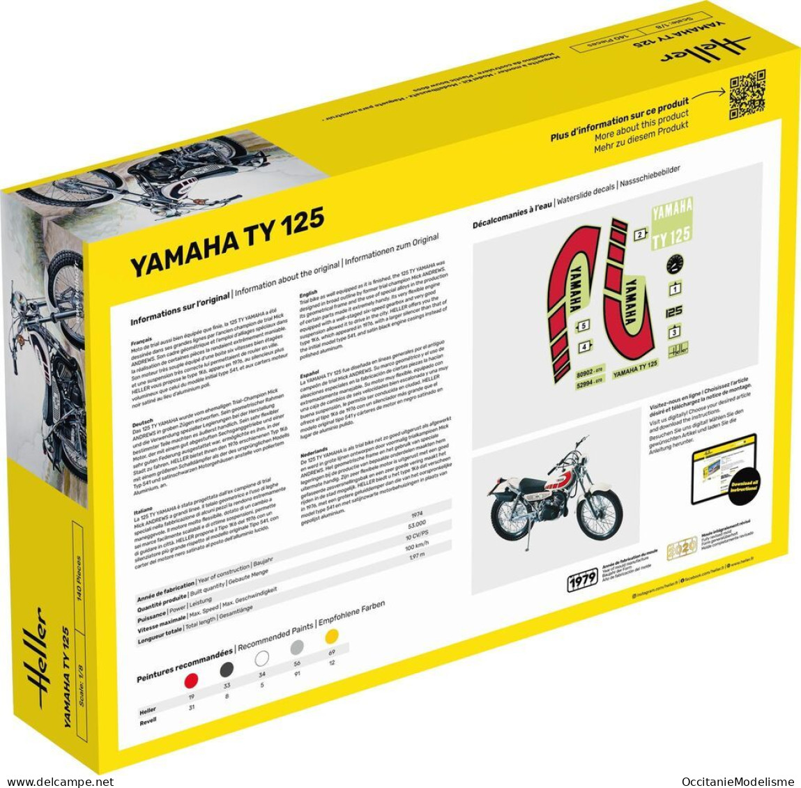 Heller - Moto YAMAHA TY 125 Maquette Kit Plastique Réf. 80902 NBO Neuf 1/8 - Moto