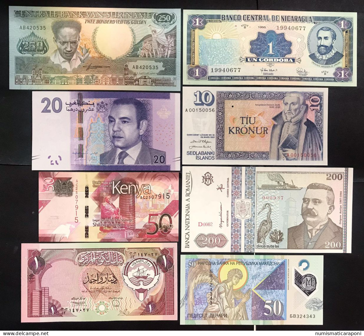 Brunei Malawi Bulgaria Romania Islanda Nicaragua Kenya Suriname 11 Banconote Fds LOTTO 4633 - Brunei