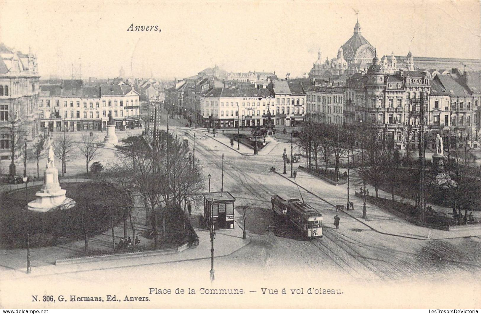 BELGIQUE - ANVERS - Place De Commune - Vue à Vol D'oiseau - Carte Postale Ancienne - Antwerpen