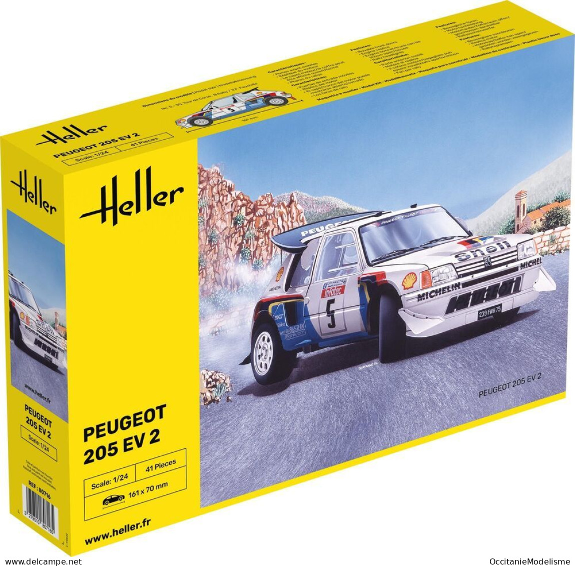 Heller - PEUGEOT 205 EV2 Turbo 16 Maquette Kit Plastique Réf. 80716 NBO Neuf 1/24 - Cars