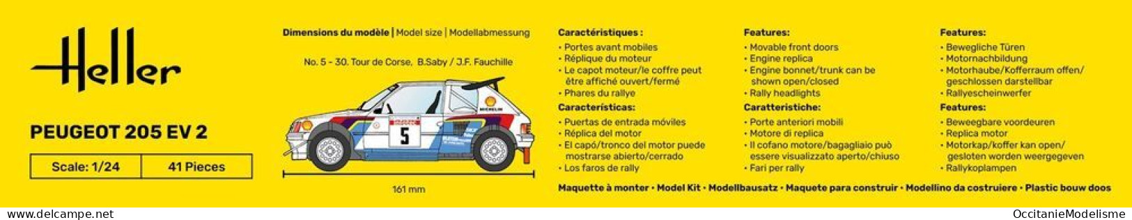 Heller - PEUGEOT 205 EV2 Turbo 16 Maquette Kit Plastique Réf. 80716 NBO Neuf 1/24 - Cars