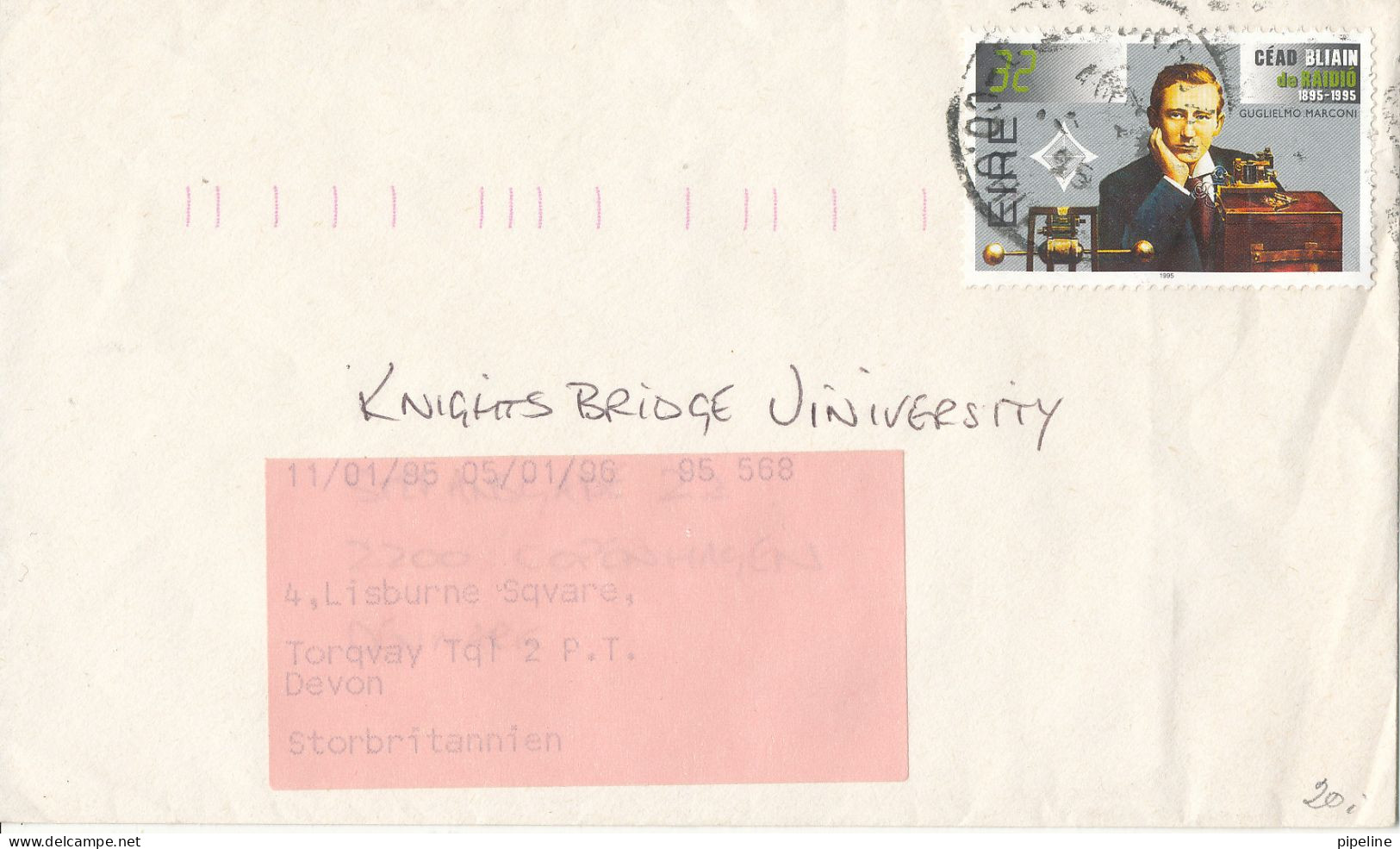 Ireland Cover Sent To England 1995 Single Franked - Cartas & Documentos