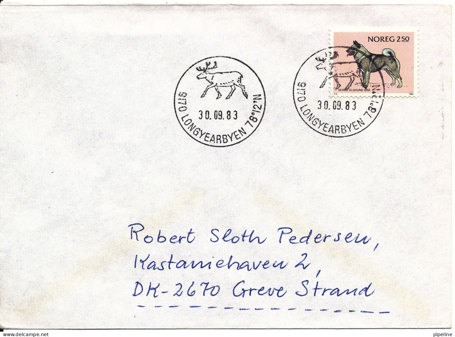 Norway Cover With Special Postmark 9170 LONGYEARBYEN 30-9-1983 Sent To Denmark - Covers & Documents