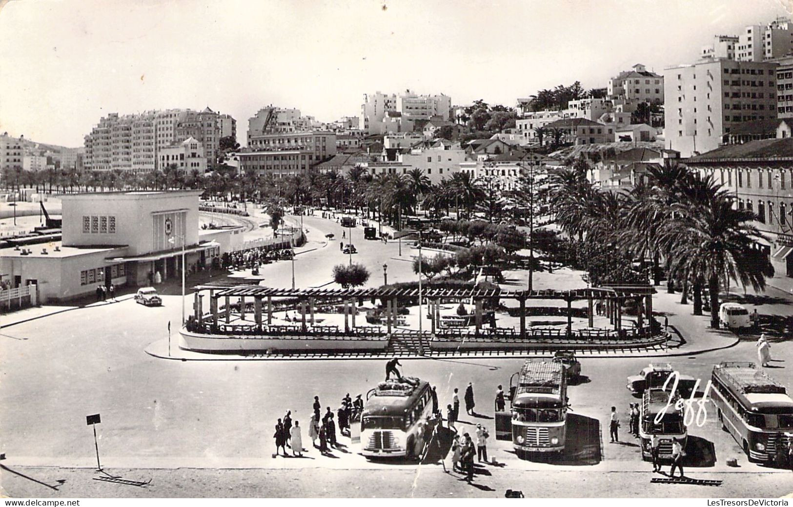 MAROC - Tanger - La Gare Et L'avenue D'Espagne - Carte Postale Ancienne - Tanger