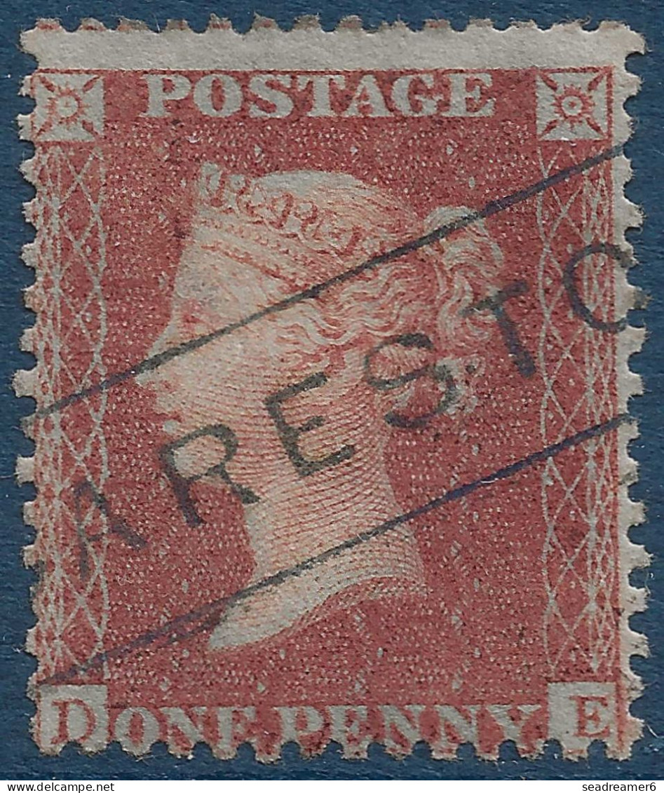 Grande Bretagne N°14 1 Pence Brun Rouge (pos DE) Oblitéré Griffe Linéaire Du Village De CARESTON / Ecosse RR & SUPERBE ! - Usados