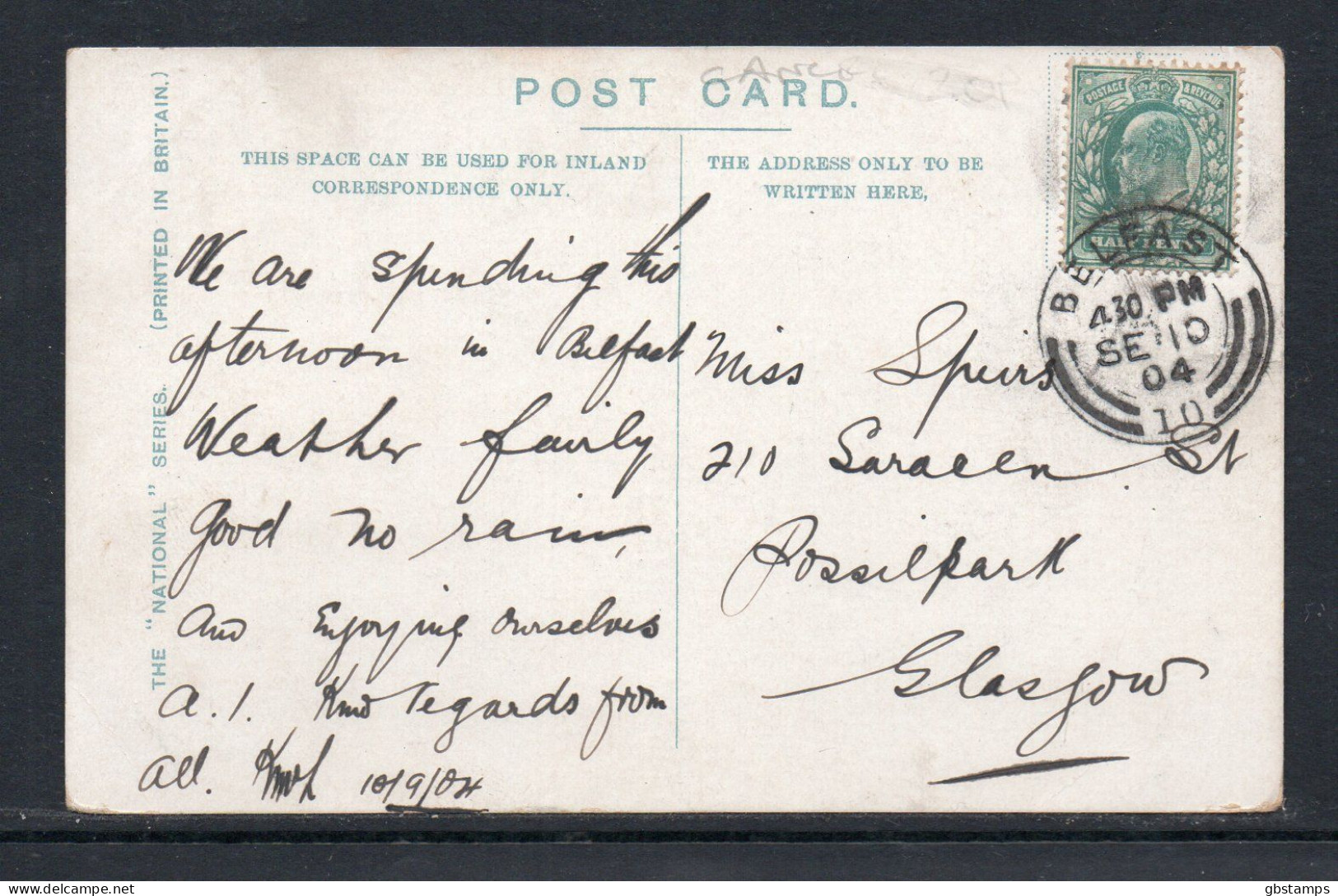 Wishing Well Chair Giants Causeway 1904 Posted Card Nice Belfast Cancel See Scans Post Free(UK) - Antrim