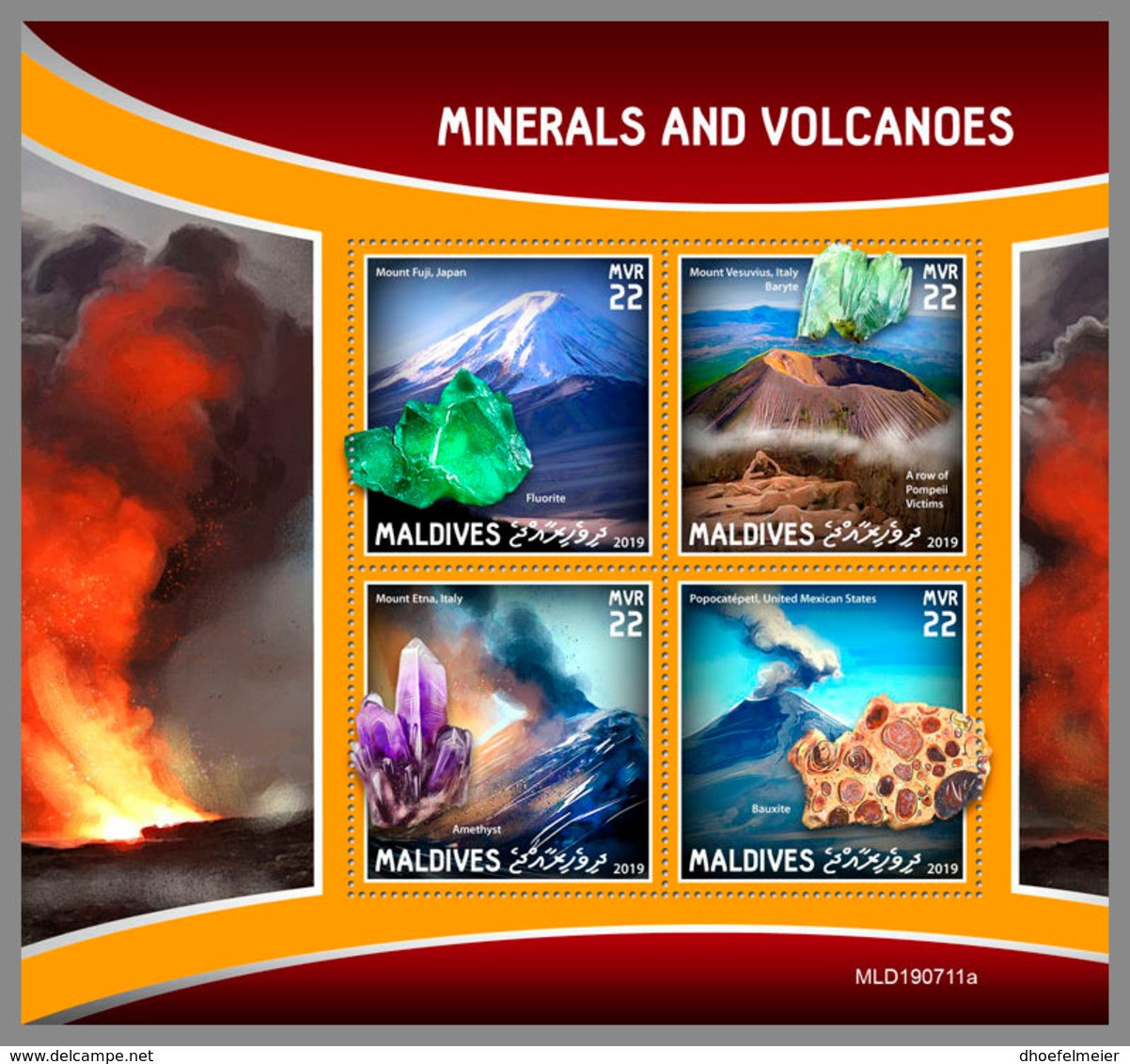 MALDIVES 2019 MNH Volcanoes Vulkane Volcans Minerals M/S - OFFICIAL ISSUE - DH1942 - Volcans