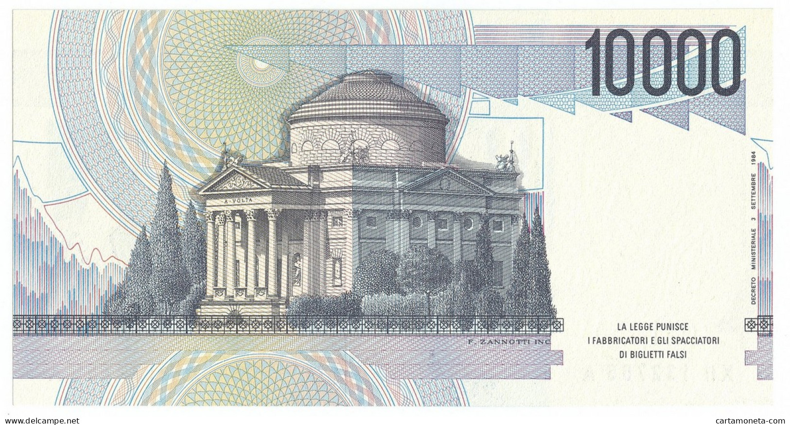 10000 LIRE B. D'ITALIA ALESSANDRO VOLTA SERIE SOSTITUTIVA XH 21/12/1999 FDS-/FDS - Altri & Non Classificati